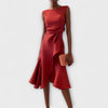Women's Summer Dress Asymmetric Midi | Draped Sleeveless Fit