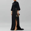 Women's Summer Dress Maxi | Puff Sleeve Buttoned Split Mock Neck