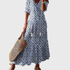 Women's Summer Dress Boho Vintage Casual V Neck Flowy Dress