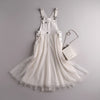 Women's Summer Dress Denim Strap Tulle Overlay | Casual Dress