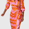 Women's Summer Dress Wrap Midi | Geometric Print Dress